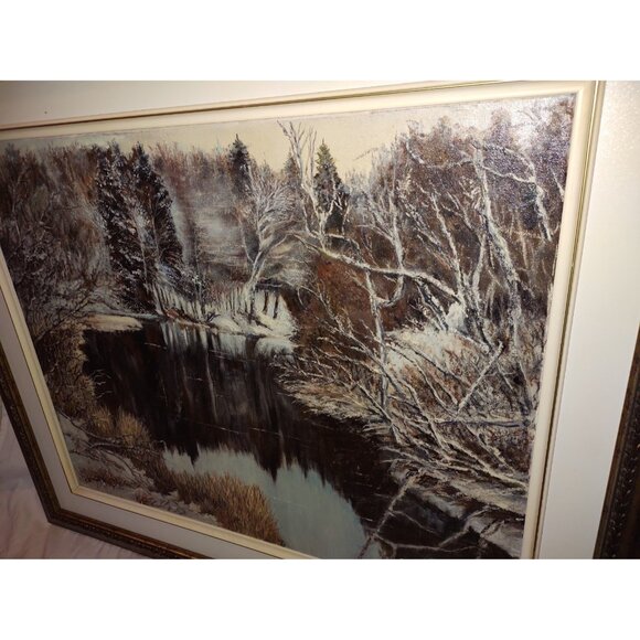 Dan Mackenzie Winter River Oil Painting Snowy Landscape Canadian Art - Picture 3 of 6